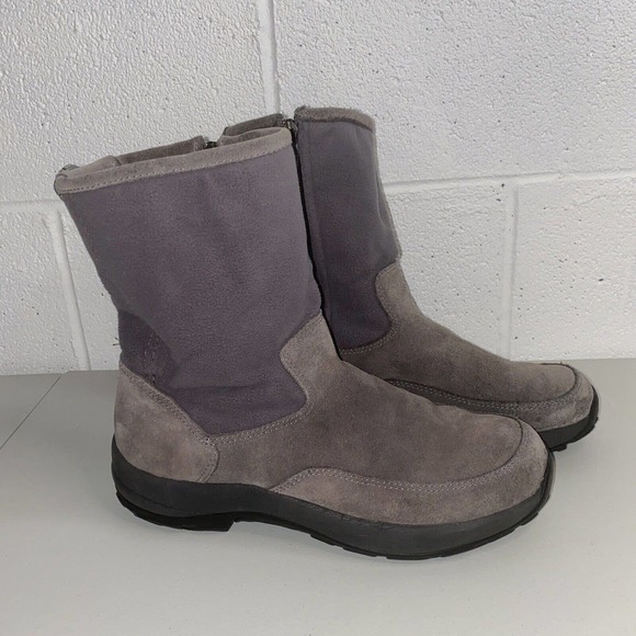 L.L. Bean Gray Fleece Lined Suede Winter Boots‎ Size 8.5 zipper - Picture 1 of 9